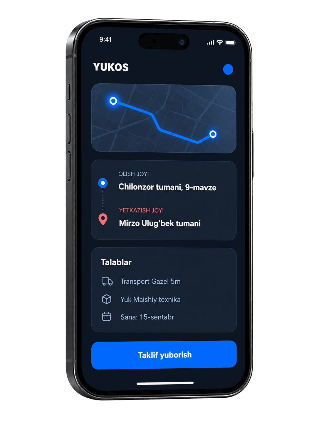 YUKOS driver app — load details